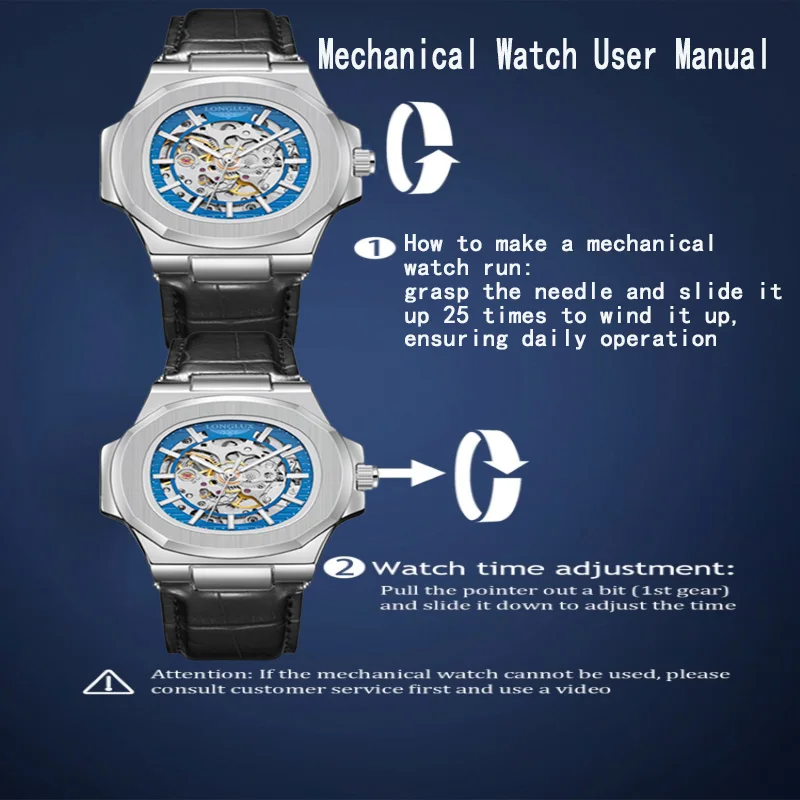 LONGLUX automatisch herenhorloge draagt buiten of in sportlocaties mechanische polshorloges groothandel holle lederen herenhorloge