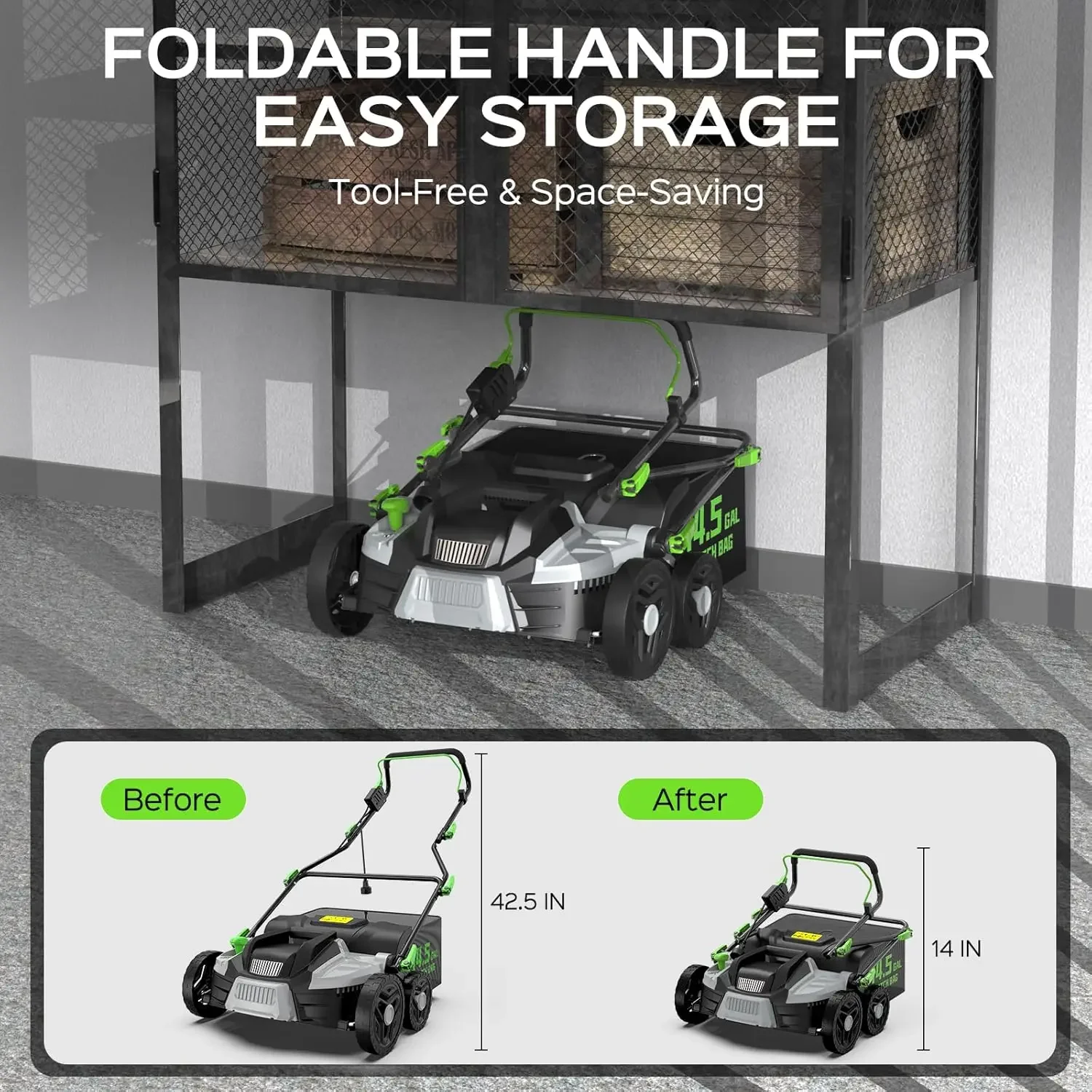 16-Inch 15.5 Amp 2-in-1 Electric Dethatcher and Scarifier with 14.5-Gallon Removable Thatch Collection Bag, Lawn Dethatcher