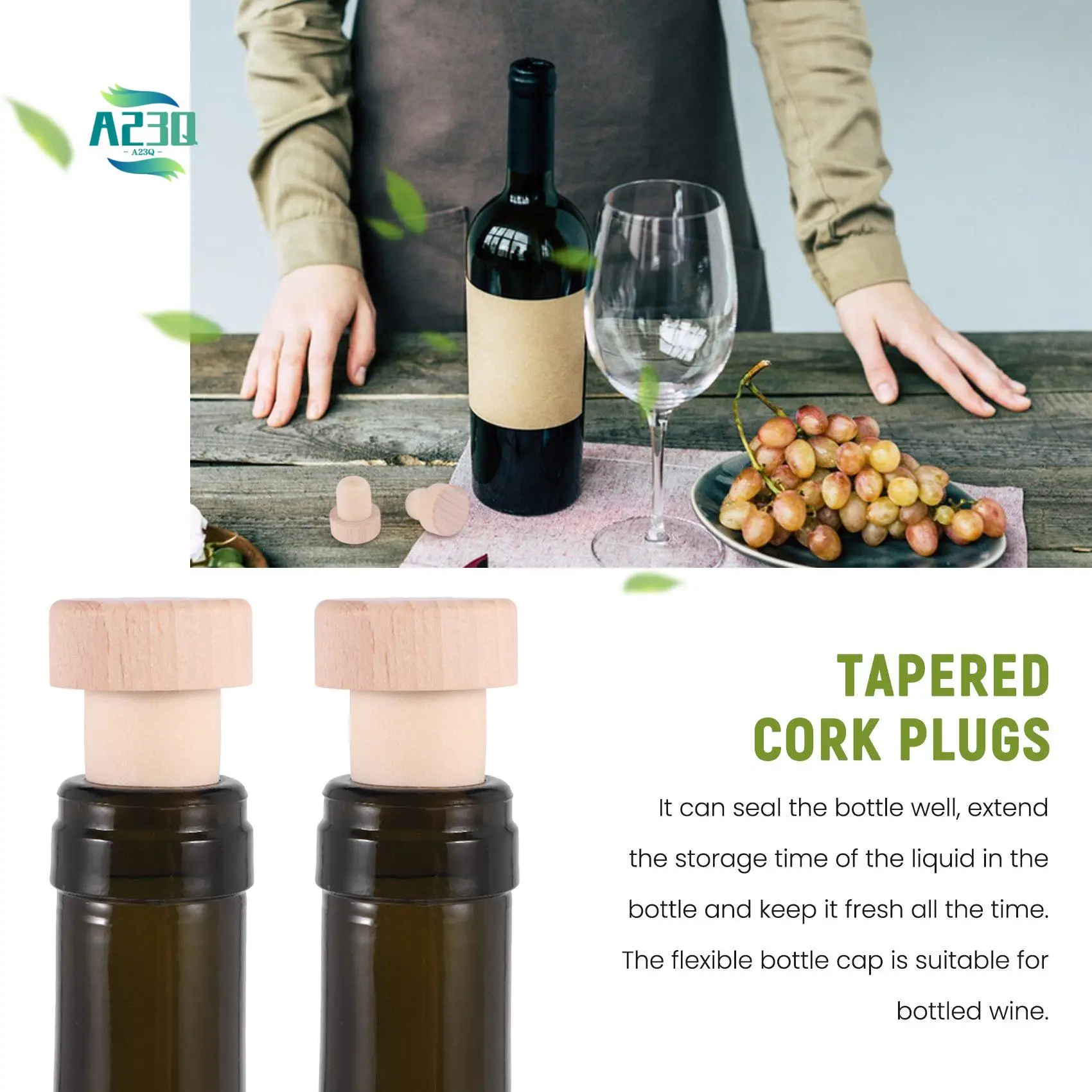 

A23Q-Wine Bottle Corks T Shaped Cork Plugs For Wine Cork Wine Stopper Reusable Wine Corks Wooden And Rubber (12 Pieces)