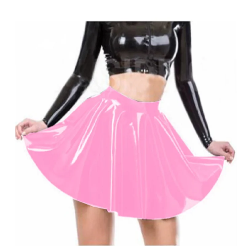 

Hot Selling A-line Pleated Skirt for Women's Fashion High Waisted Mini Short Skirt for Summer Ball Wearing Wet PVC Clubwear