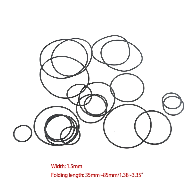 20Pcs Durable 1.5mm Cassette Tape Machine Belt Assorted Common Round Rubber Belt