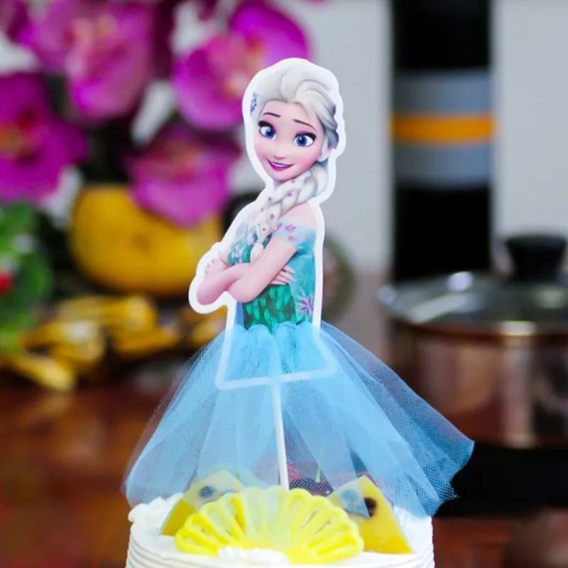 Disney Princess Cake Decoration Frozen Snow White Sofia Girl Cupcake Toppers Cake Flag Baby Shower Happy Birthday Party Supplies