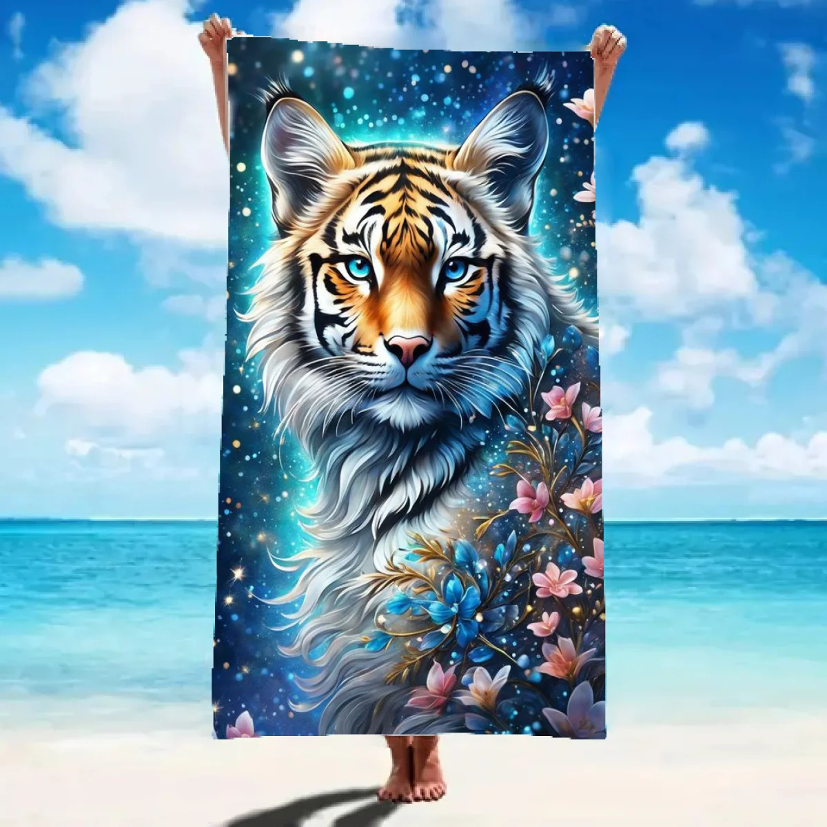 Tiger Design Beach Towel - Lightweight Travel Towel with Ultra-Soft Plush Bath Towel Blanket for Ultimate Comfort, Unique