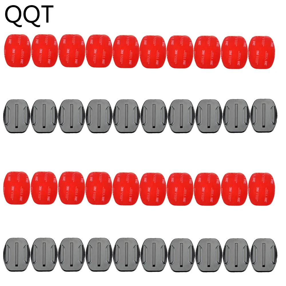 QQT For Gopro Hero11 10 9 8 7 6 5for Xiaomi for Yi for SJ4000 20 pcs Set Surface Mount Mount Base + 20 pcs 3 M Adhesive Sticker