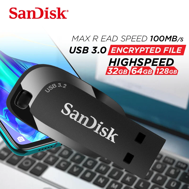 SanDisk-unidad Flash USB 100% Original Ultra Flair, Pen Drive de alta velocidad, 3,0 GB, 32GB, 64GB, 128