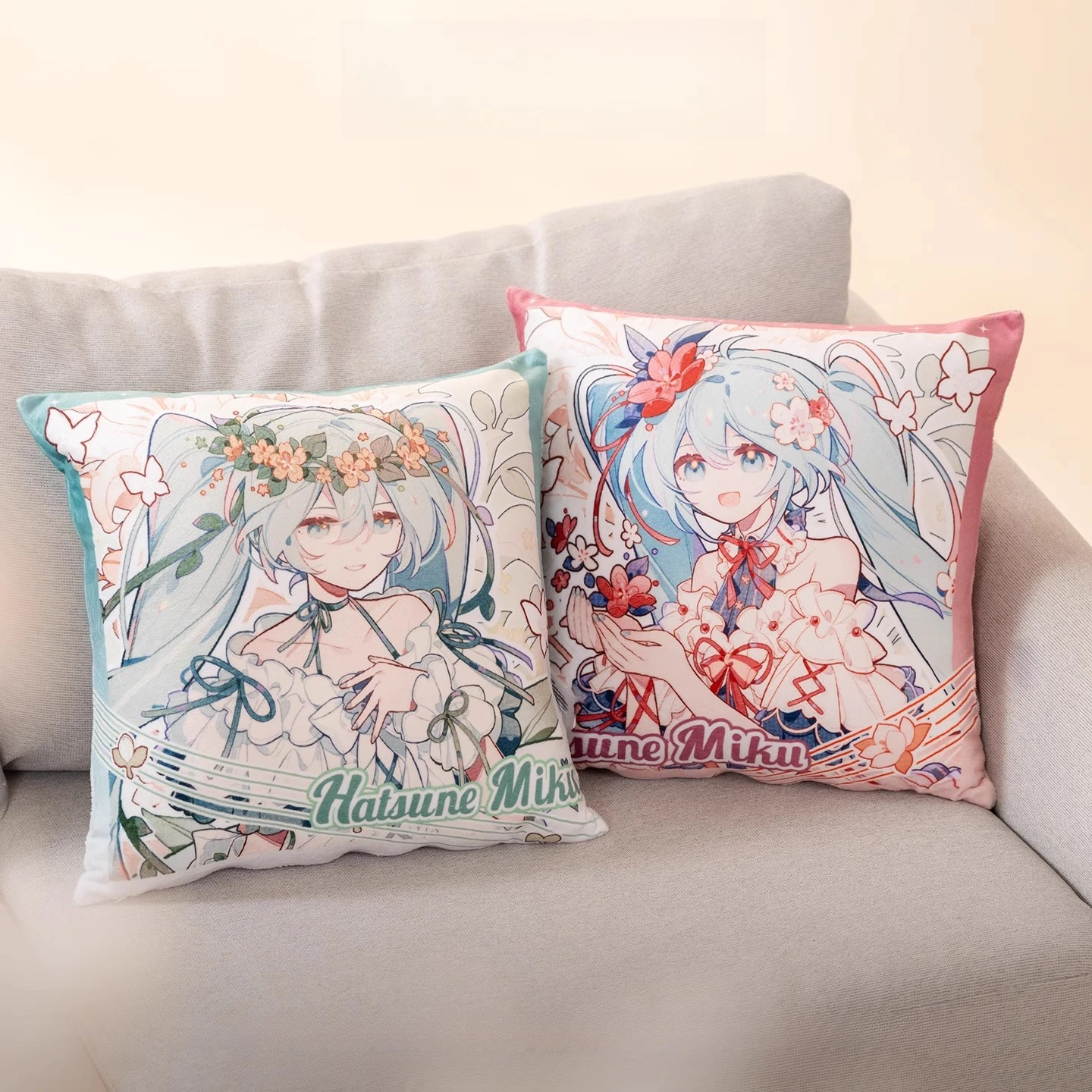 35x35cm-アニメ初音ミク「39ミラー・エンカウンター：春の協奏曲」シリーズ-スリープクッション-枕