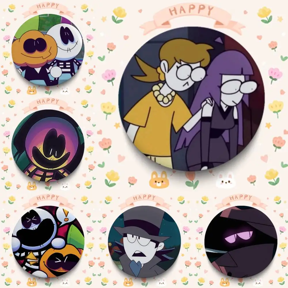1pc Spooky Month Friday Night Funkin Skid And Pump Badges 25 58 75 Mm Round Cosplay Pin Bag Decor Friends Gifts Brooch Souvenir