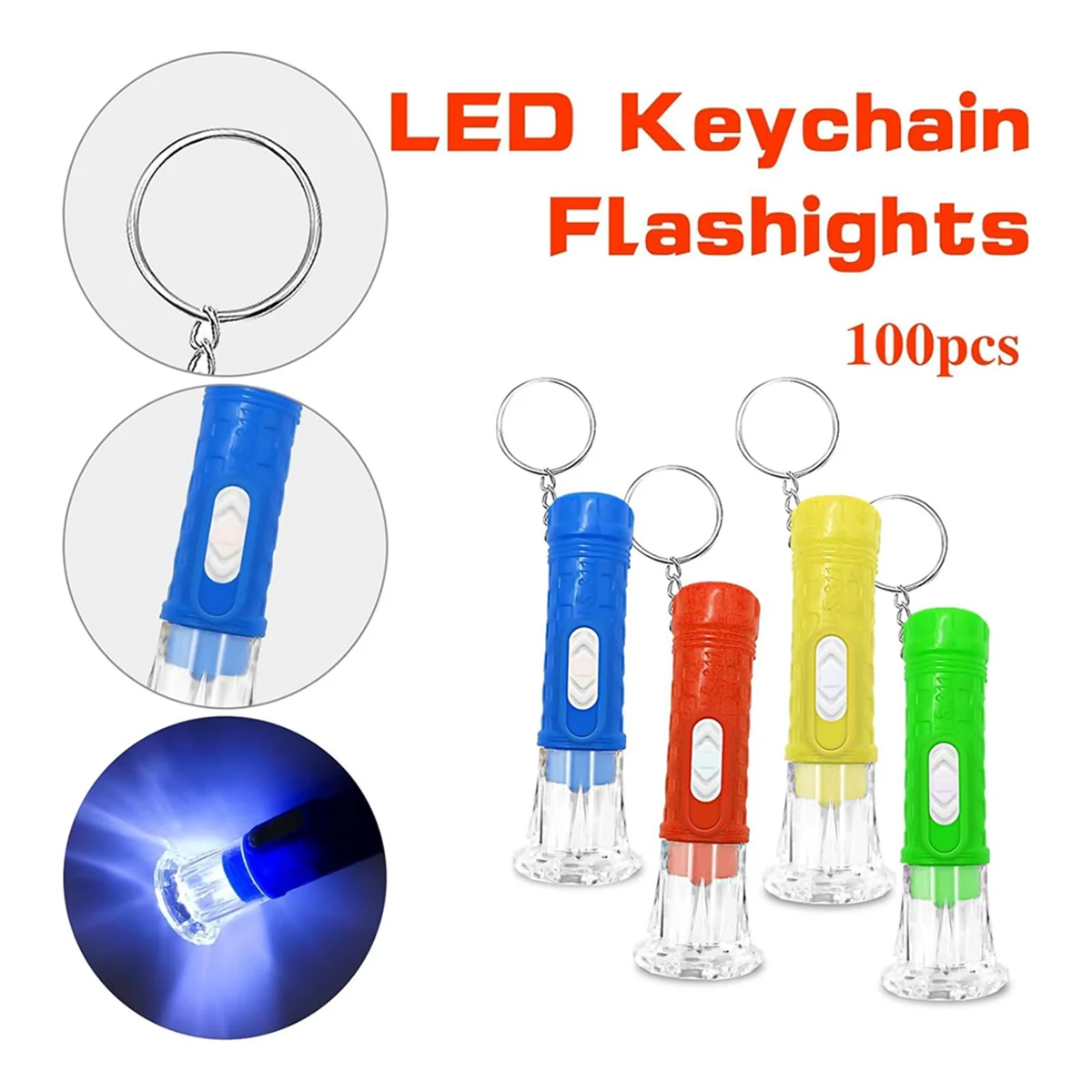 100 Pcs Mini Flashlight Keychain Bulk Mini Keychain Led Small Flashlights for Kids Adults Hiking Camping Stuffers Home