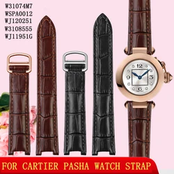 Cowhide Watch Strap for Cartier PASHA W31074M7 WSPA0012 WJ120251 W3108555 concave interface watchband calfskin bracelet 20*12mm