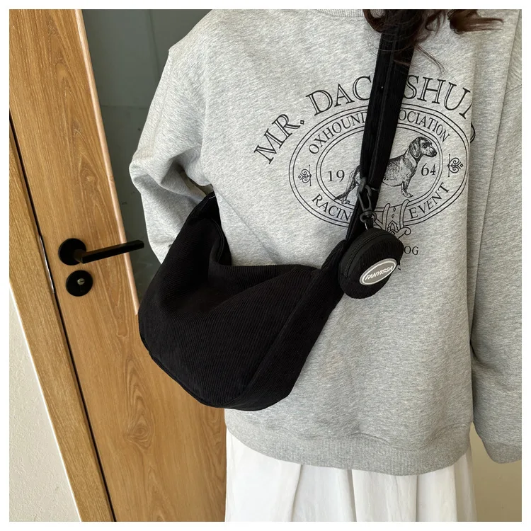 2026 Neue Schultertasche für Damen, Ins-Stil, Japanischer Cord, für Studenten und Pendler, Vielseitige Große Umhängetasche – Detail 8