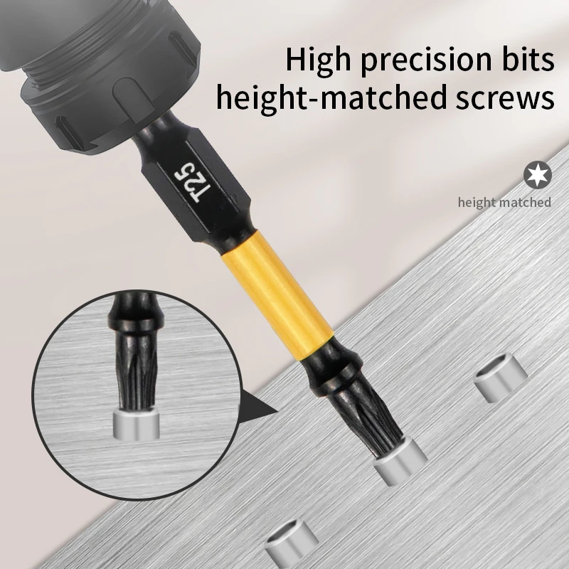 1Inches Impact Magnetic Screwdriver Bit #25 Torx Screwdriver Bit Set S2 Alloy Steel T25 Power Bit Set