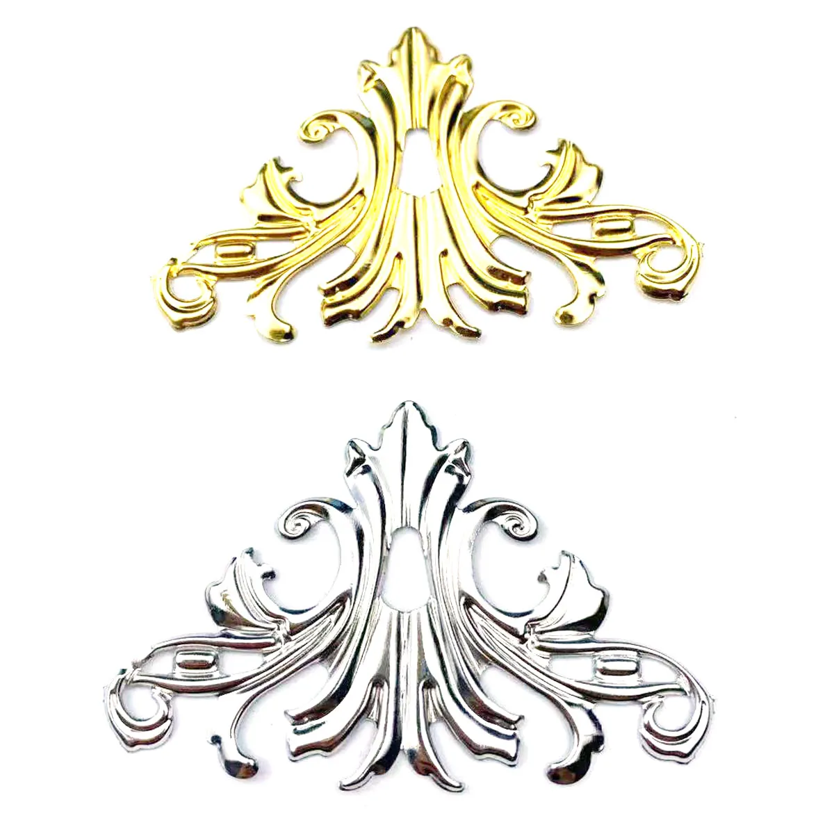 Gold-Silberfarbener Hochzeits-Phönix-Kronen-Verbinder, Blumen-Filigran-Umwicklung, Legierungsverzierungen, handgefertigter Schmuck, DIY-Zubehör, 70mm – Detail 1