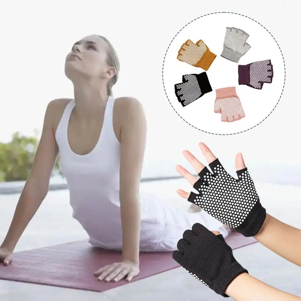 Yoga Gloves Non Anti Slip Grip Sticky Gloves Men Women Gym Yoga Pilates Balance Warm Fitness Half Finger Gloves Hand Protector