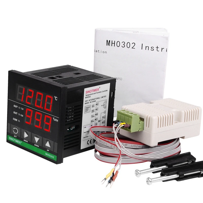 Sinotimer เครื่องควบคุมอุณหภูมิความชื้น, แผง MH0302ติดตั้งเซ็นเซอร์ควบคุมความชื้นและอุณหภูมิดิจิตอล