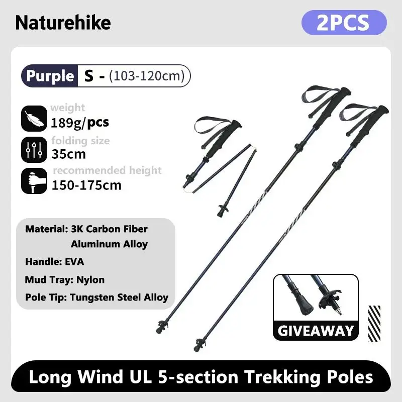 Naturehike Climbing Sticks Ultralight Outdoor Folding Trekking Poles Hiking Pole Collapsible Quick Lock Stick Carbon Fiber Poles image 3