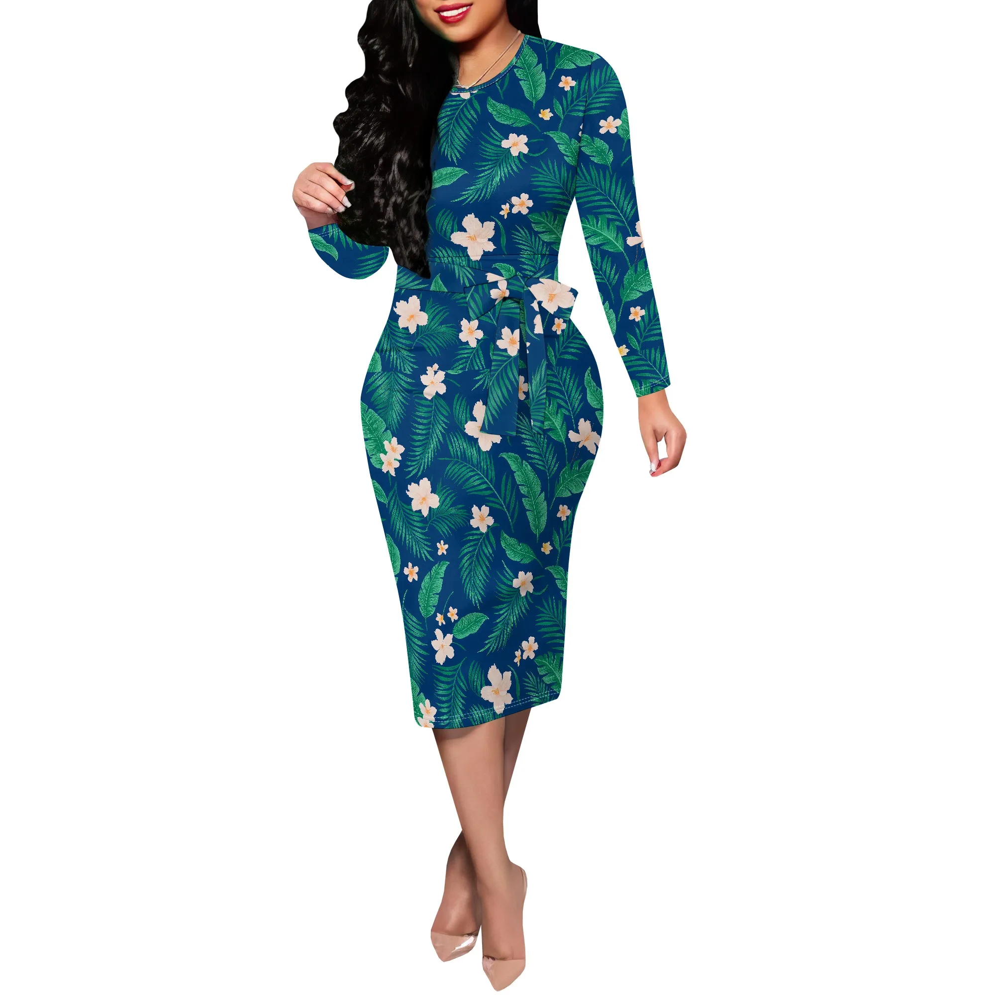 

Women Midi Bodycon Dress Work Casual Cute Floral Prints Pencil Dresses