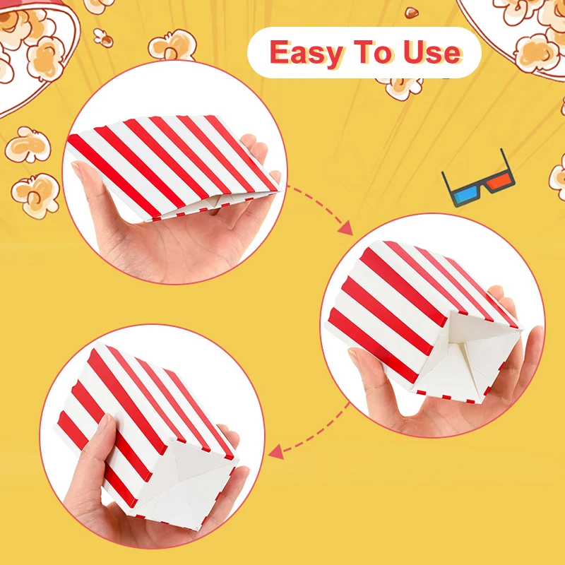 20/50 stücke Popcorn Box Eimer Pommes Frites Tasse Film Nacht Kinder Geburtstag Party Favors Snack Container Tasche Hochzeit Weihnachten liefert – Detail 4
