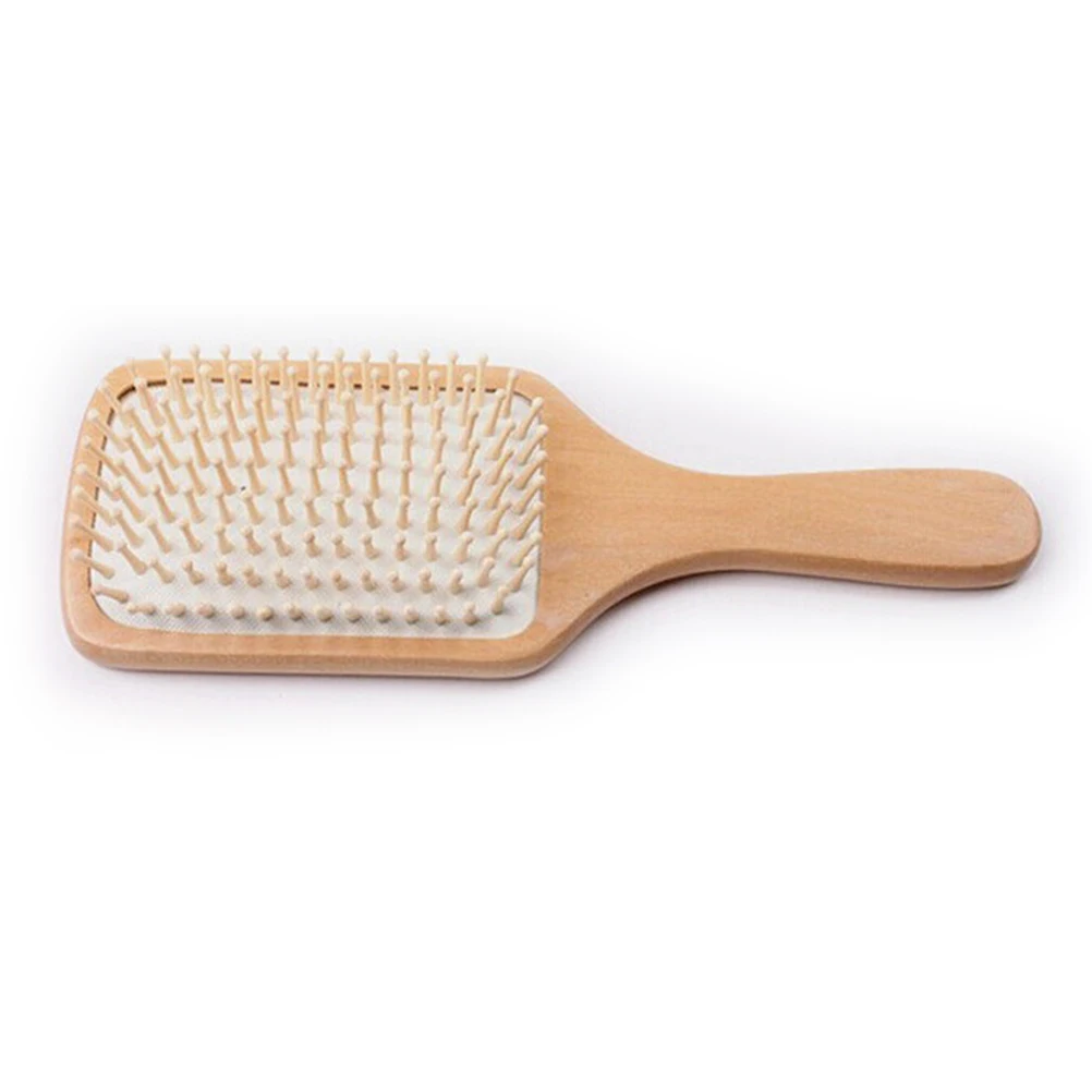 

Ergonomic Solid Wood Hair Massage Comb Brush 25X8Cm Flexible Rubber Teeth Scalp Care Natural Wood White Massage Brush For Blood