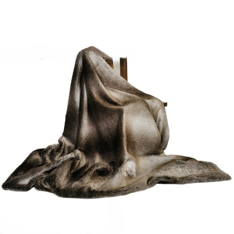 

Imitation fur blanket warm high imitation rabbit hair gradual change color stripes