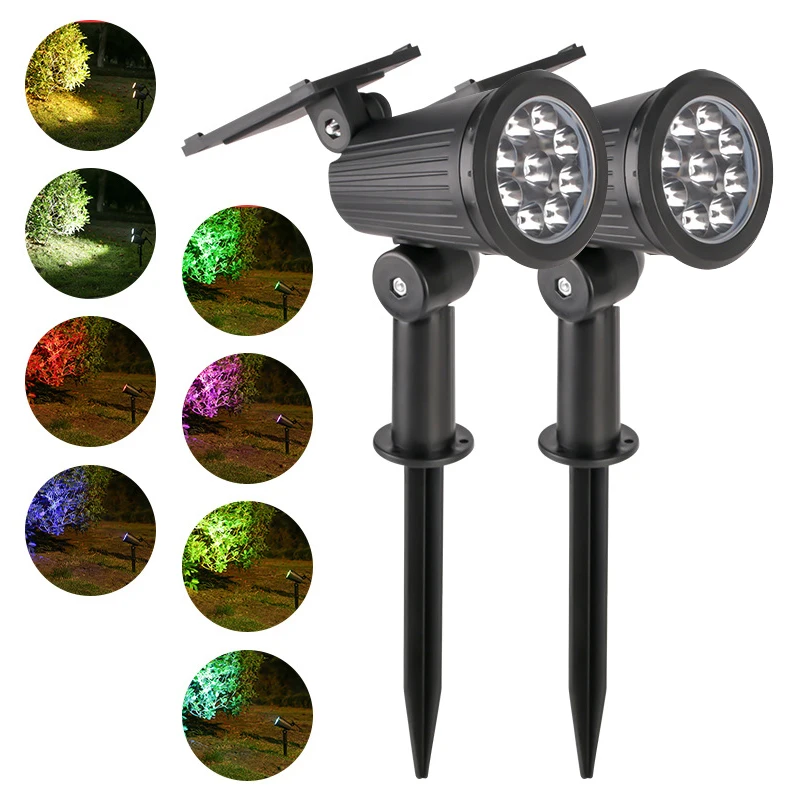 

LED Solar Energy Lamp Outdoor Waterproof Floor Mounted Lawn Lights 9LED Lamp Adjustable Solar Spotlight for Garden Courtyard