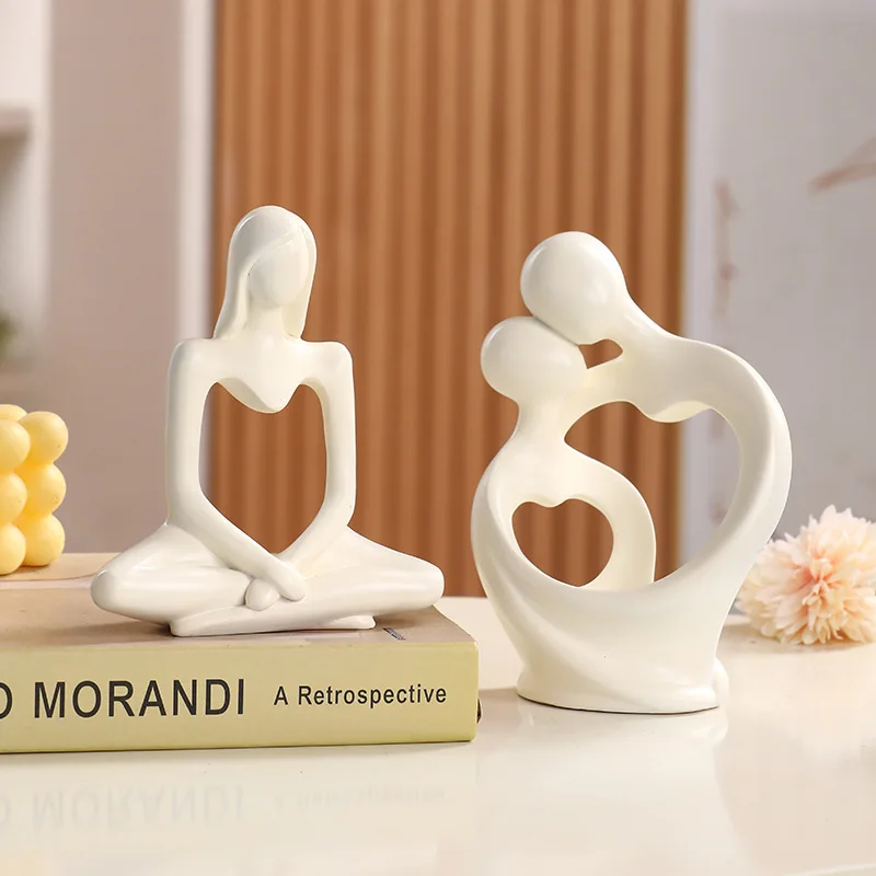 

Romantic Love Embrace Figurine Statue For Home Decor Ornament Couple Sculpture Bedroom Interior Decoration Valentine's Day Gift
