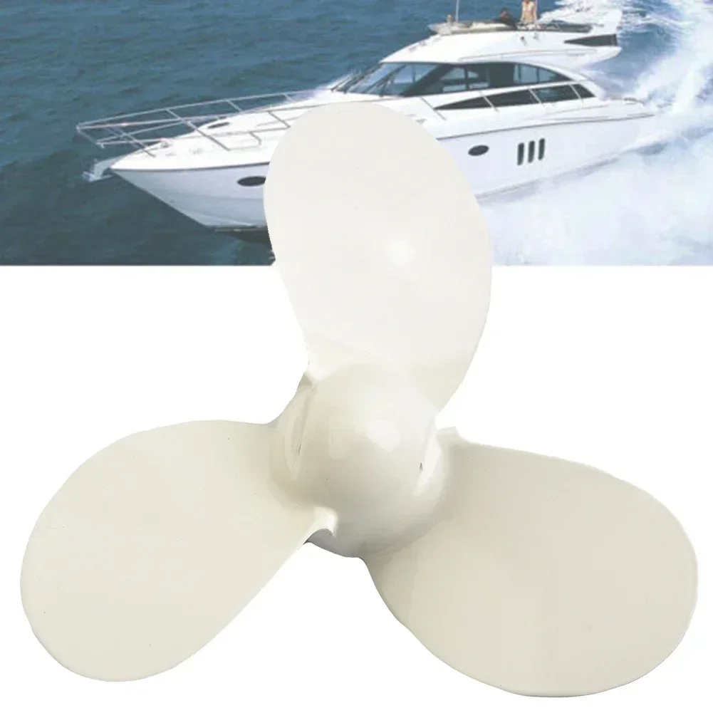 

Three Leaves Metal Outboard Propeller White Aluminum Alloy Propeller For Marine Boat Motor 2 Stroke 2 Horsepower 7 1/4×5-A