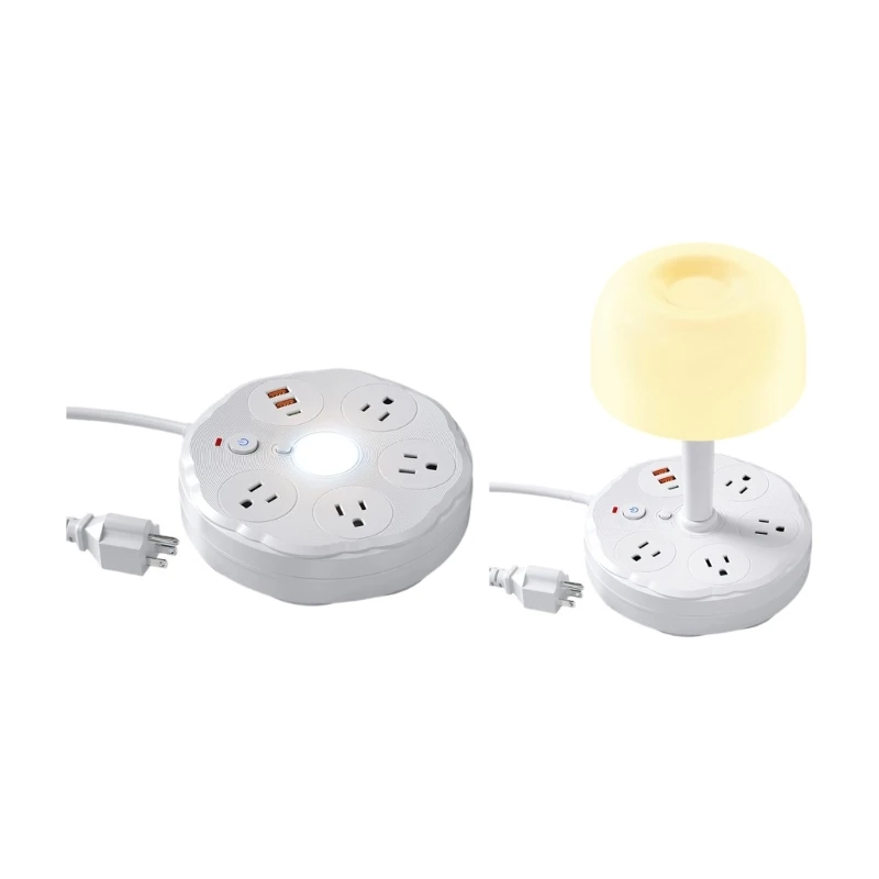 U55C Fashion Desk Light With Integrated Electrical Socket And USB Port Adjustable Brightness For Reading Working Relaxing