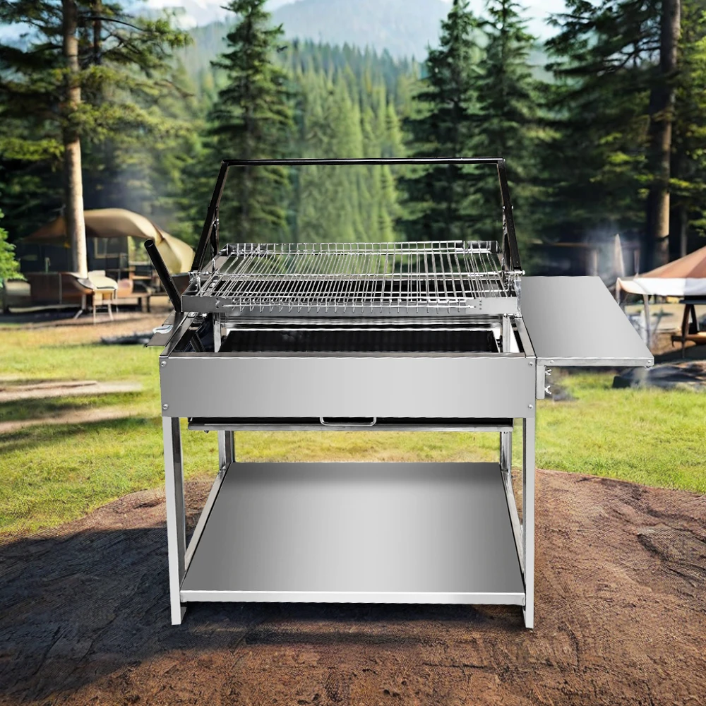 BBQ Charcoal Grill 360 Degree Rotating Portable Universal Adjustable Folding Flip Grills for Outdoor Camping Garden