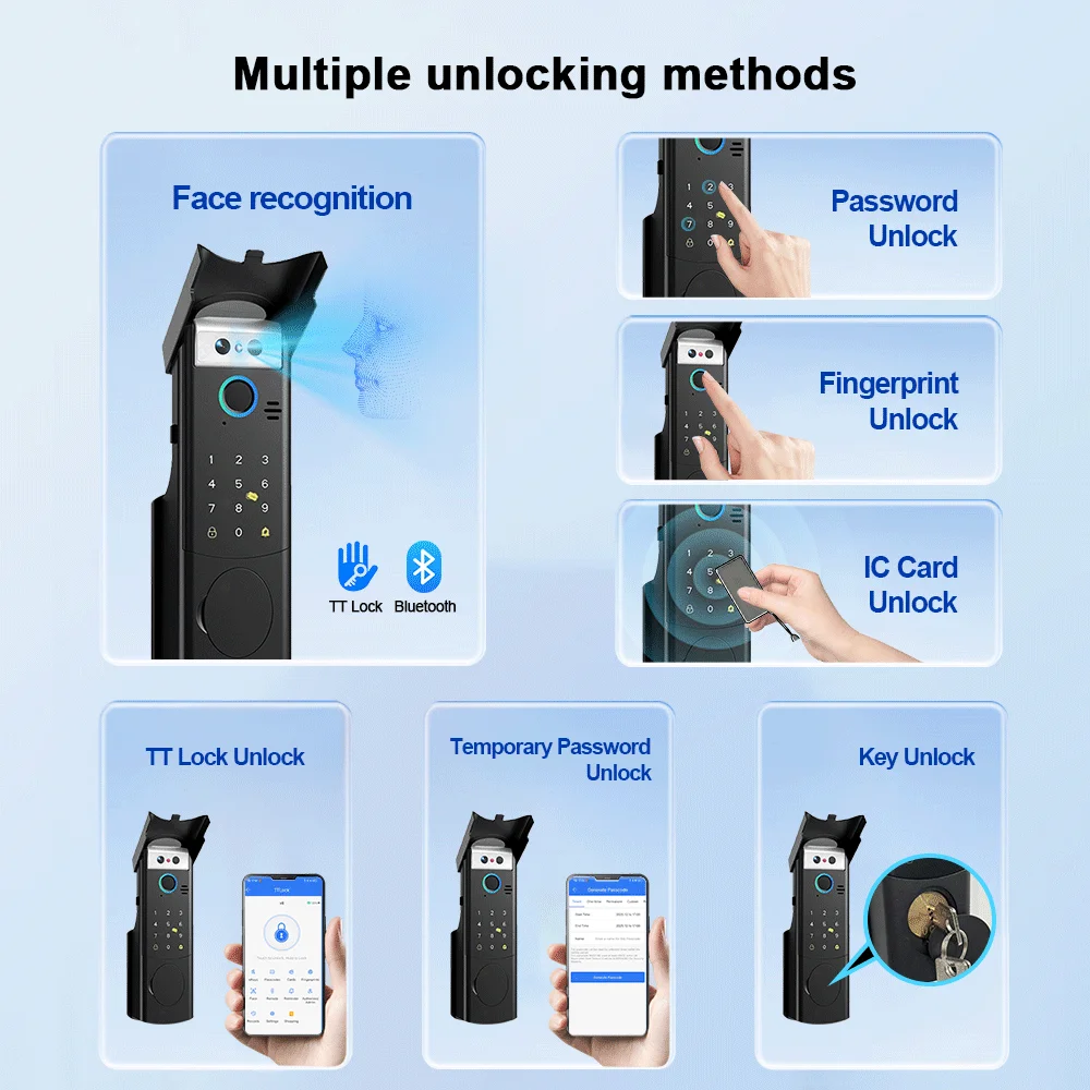 RAYKUBE V6/V8 Waterproof TT Lock Bluetooth Face Recognition Electric Lock Digital Fingerprint Lock APP Control  For Gate Door view 3