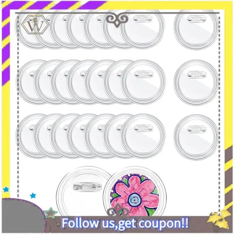 

Новые 3-дюймовые акриловые булавки для пуговиц, прозрачные пластиковые значки для пуговиц, булавка для рукоделия, пустые булавки, булавка для фотографий, 25 упаковок Durab