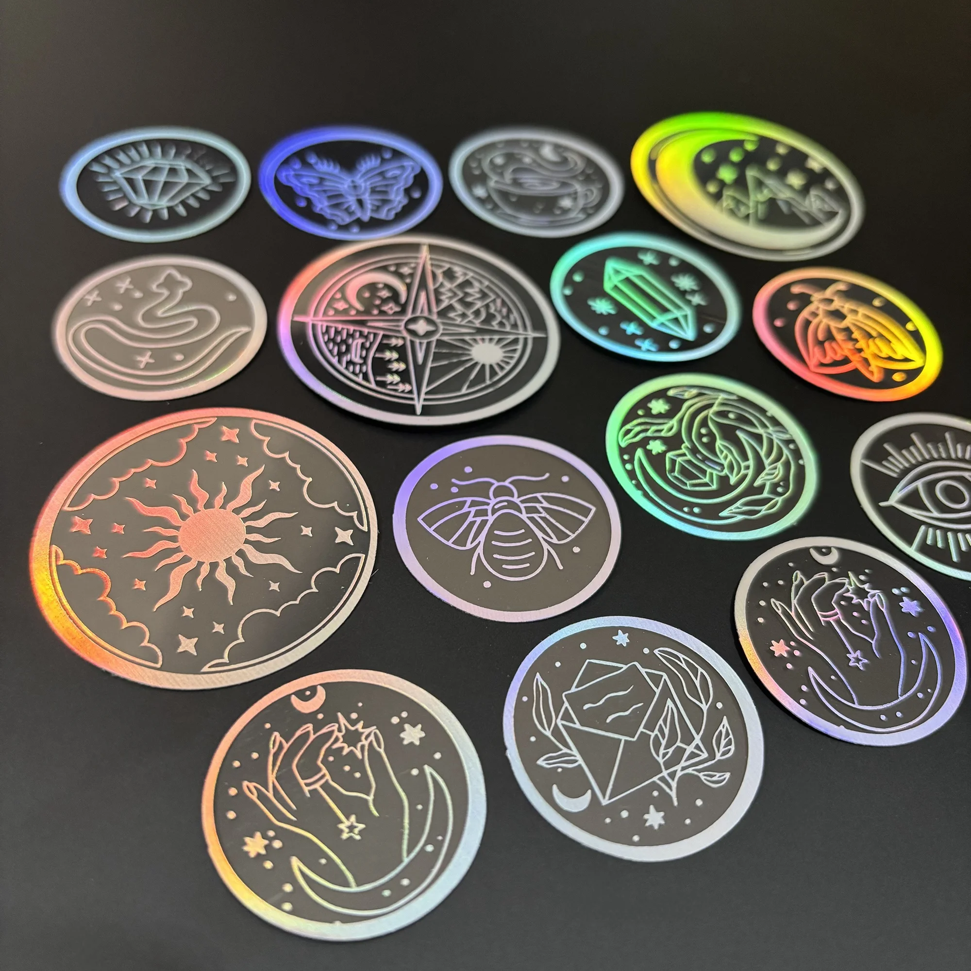 70 PCS Transparent PET Stickers with Holographic Silver Designs – Perfect for DIY, Bujo, Phone Cases, Windows & More