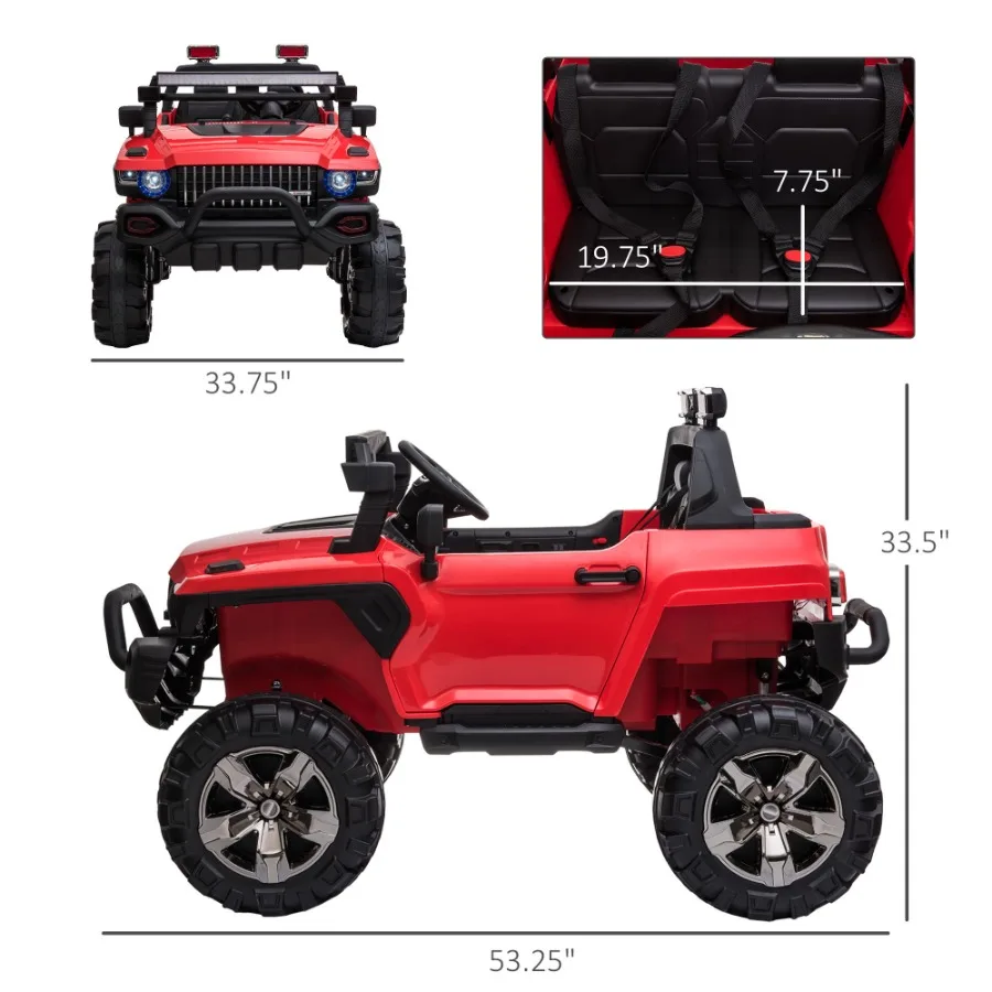 Camión Rideon de coche de policía de 12V con sirena de Control remoto, coche eléctrico con batería de 2 plazas para música, juguete Rideon eléctrico w
