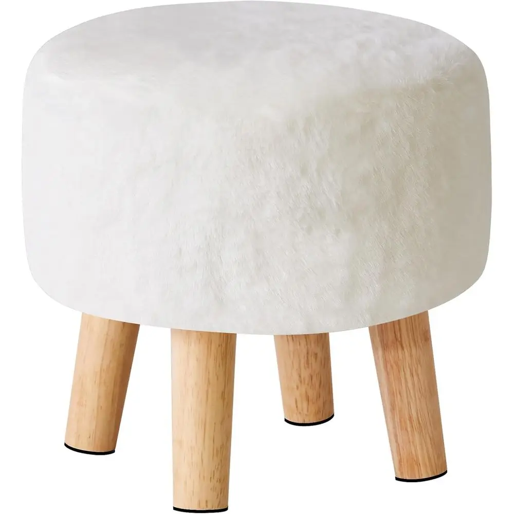 

Round Pou Ottoman Small oot Stool aux ur oot Rest or Couch ern Boho ootstools with Wood Legs or or Living Room Bedroom Oice 12.6