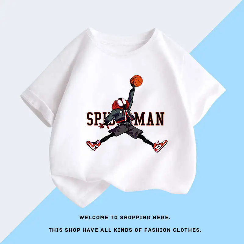 

Новая летняя детская футболка из чистого хлопка с принтом Человека-паука Marvel Alliance 2026 года, удобная футболка для родителей и детей