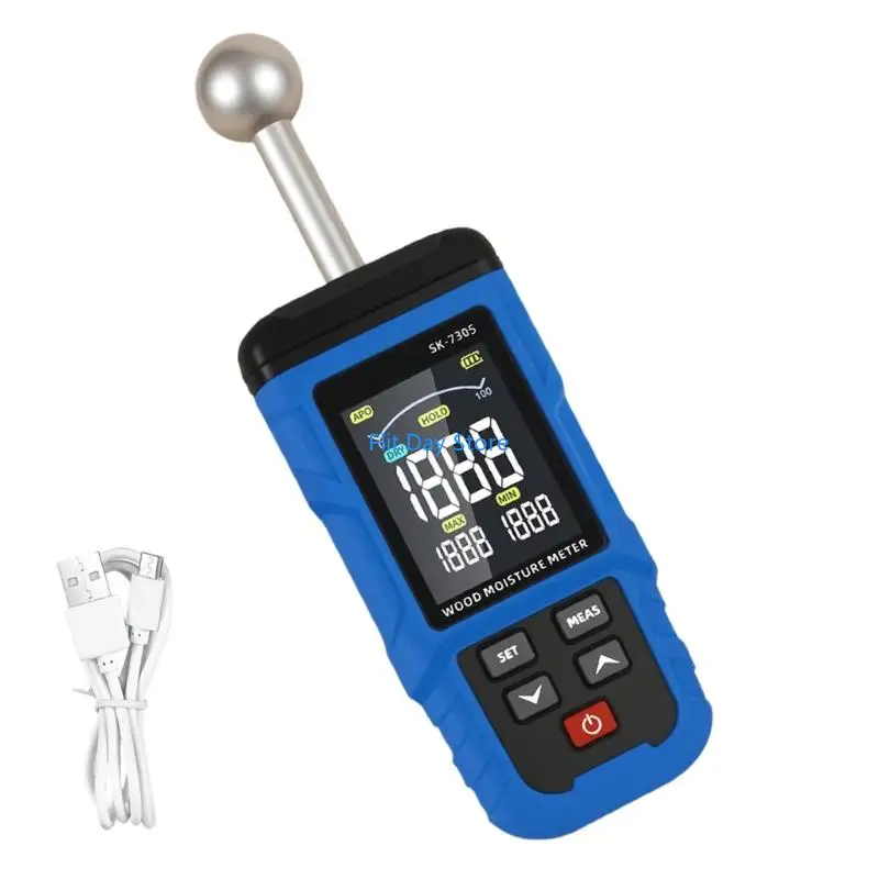F92C Display Pinless Moisture Meter for Brick Wallboard and Reading, Rounded Head, Rechargeable Review Tool Use