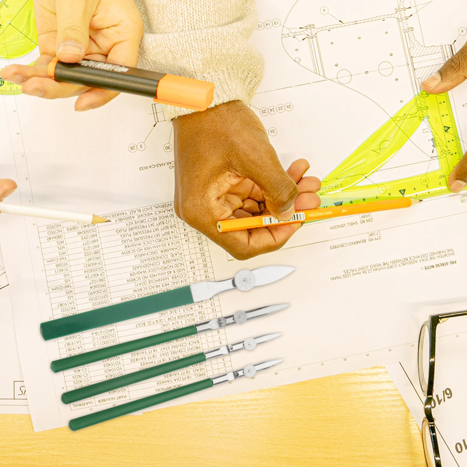 4 قطعة مجموعة أقلام حكم فنية أقلام رسم قابلة للتعديل لطلاء الخطوط الدقيقة قلم رسم سائل مريح للفنانين أداة الرسم #1