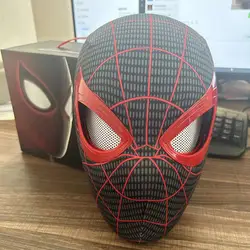 Máscara de cosplay do Homem Aranha com olhos móveis, rímel, arnês, brinquedos elásticos, presente para adultos e crianças, 1:1