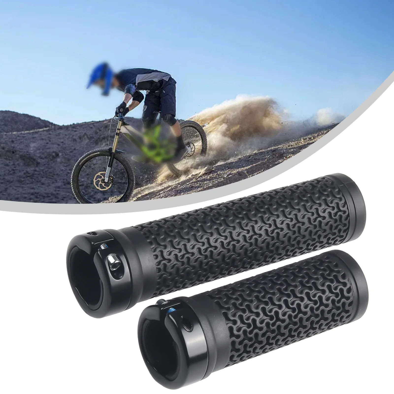 1 Pair Bicycle Handle Soft Rubber Mountain Bike Grips Lock On Bicycle Handle Grips Shock-absorption Bike Handlebar Grips