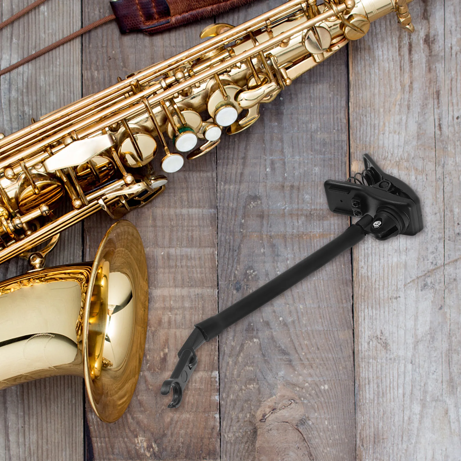 

Saxophone Microphone Holder Clip Adjustable Mic Stand Bracket Universal Clamp Black Lightweight Shock Absorption Precise
