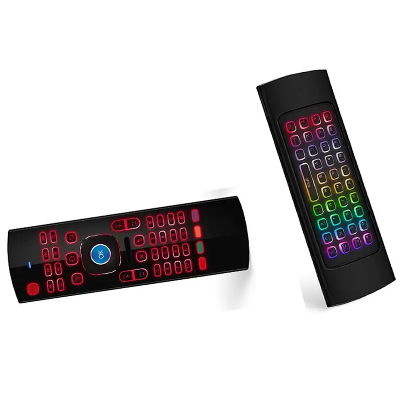 ABKQ-3X Air Mouse For Android Tv Box, Mini Wireless Keyboard Air Remote Mouse Control With RGB Backlit MX3 Pro IR Learning