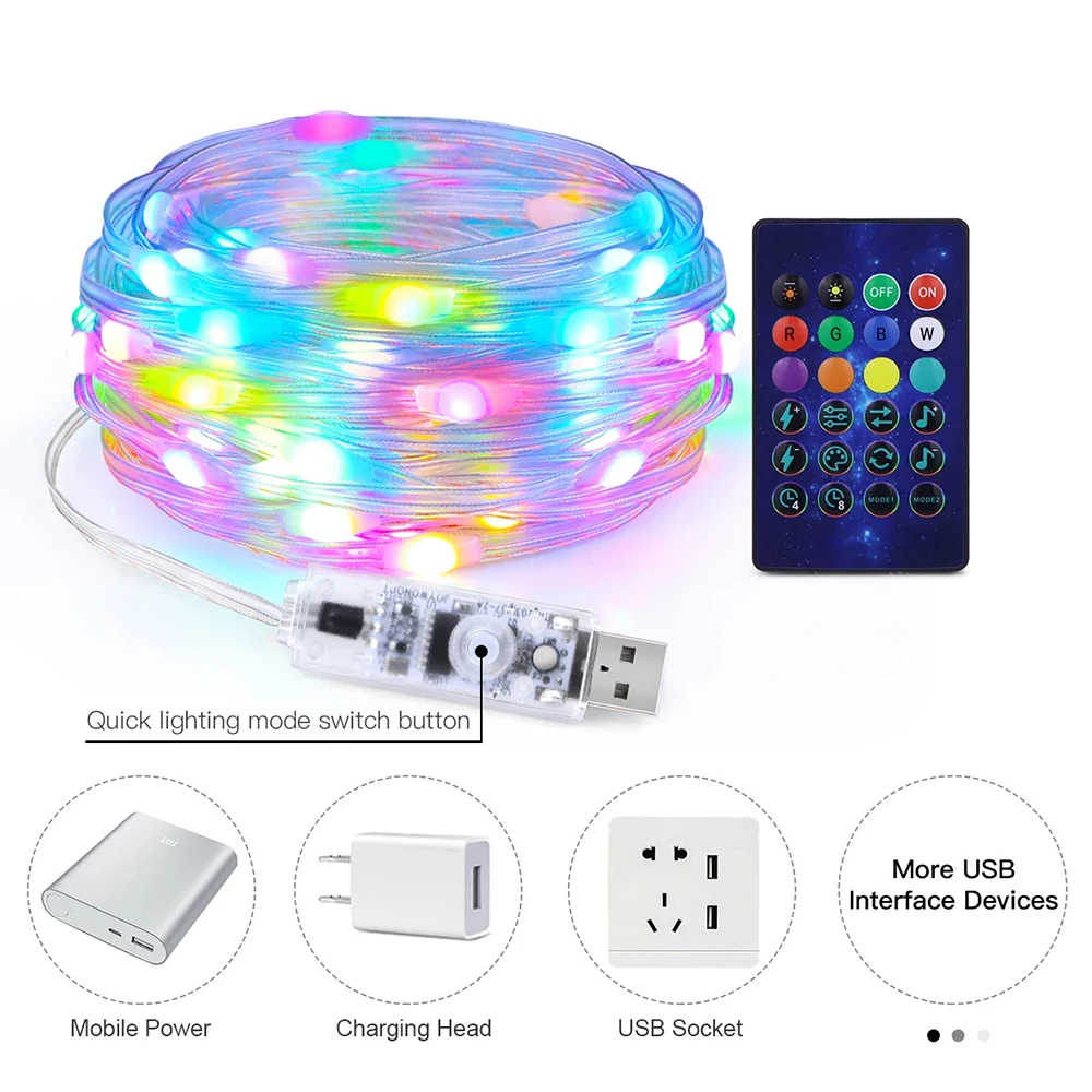 Imagem -06 - App Controle Inteligente Led Fairy Tale Light Rgb ic Luz Impermeável Corda Adequado para Decoração de Natal Ideal 5v 40m