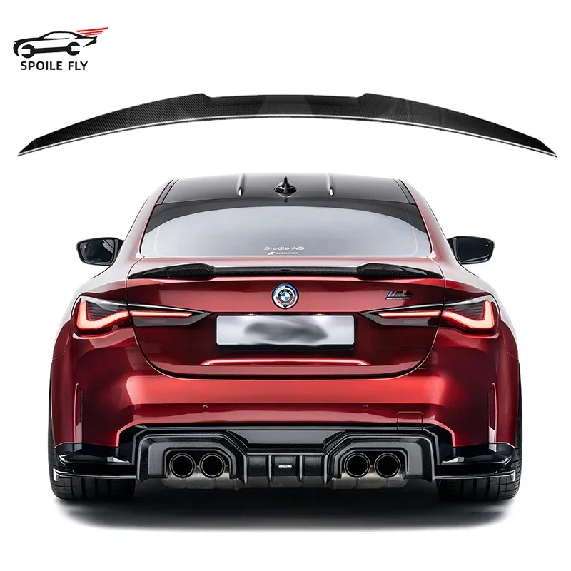 

For BMW 4 Series G22 G24 High Quality ABS M4 Style Car Rear Wing Spoiler Glossy Black Carbon Fiber Look Body Kit