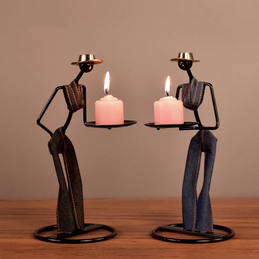 

Cowboy Candle Holders for Western Decor Metal Candlesticks for Disco Cowgirl Party Decorations Black Candle Trays Home Ornament