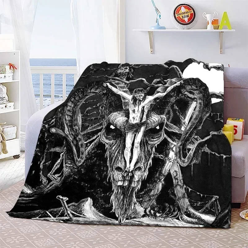 Satan Evil Devil Hell Pattern Flannel Throw Blanket Soft Comfortable WeightLight Bedroom Home Sofa Couch Bed Decor Adults Gifts