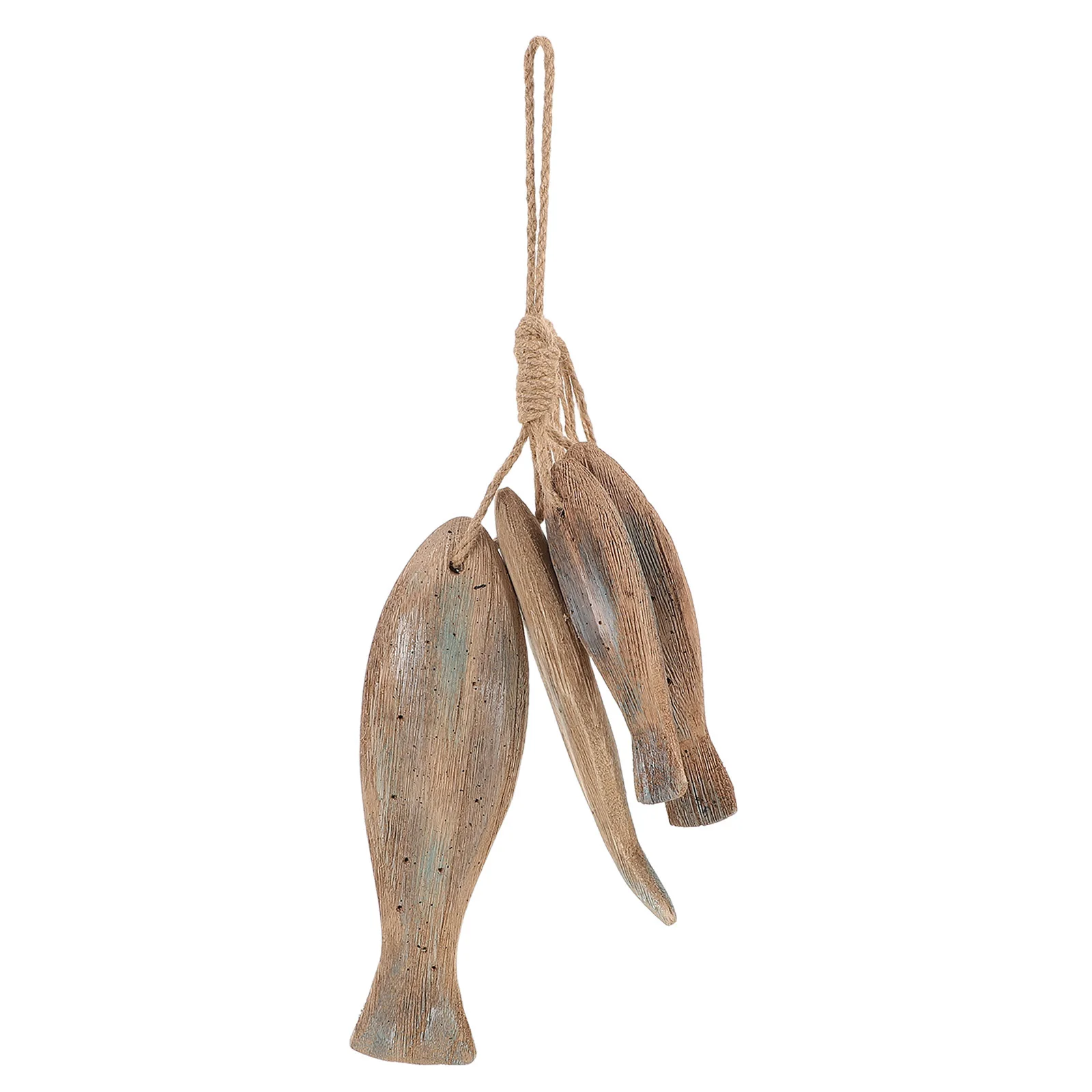 

Wooden Fish Ornaments Mediterranean Decor Pendant Hanging Rustic Nautical Beach Wall Marine Decoration