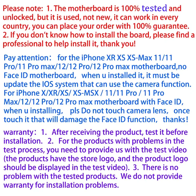 Free Plate for iPhone 14 /14 Plus/14 Pro Max/14 Pro Tested Board Full Chips Support Update Motherboard with Face ID Clean iCloud