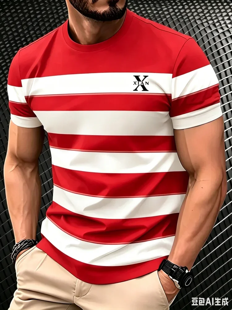 Modisches X-Buchstaben-Print Herren Kurzarm-T-Shirt Trendige Streetwear Tägliche Freizeitkleidung Rundhals-T-Shirt Oberteil