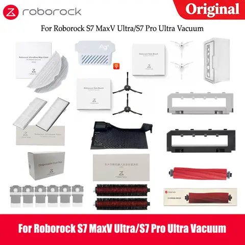 【Original】Accessories Kit For Roborock S7 MaxV Ultra / S7 Pro Ultra Vacuum Main/Side Brush,Filter,Mop Pad,Dust Bag Spare Parts