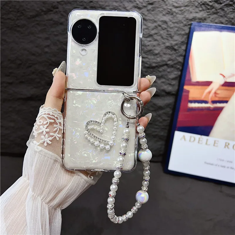 Korea Diy gelang hati casing ponsel untuk ZTE Nubia casing Flip Huawei Pocket2 P50Pocket S OPPO Find N3Flip N2Flip penutup Honor VFlip