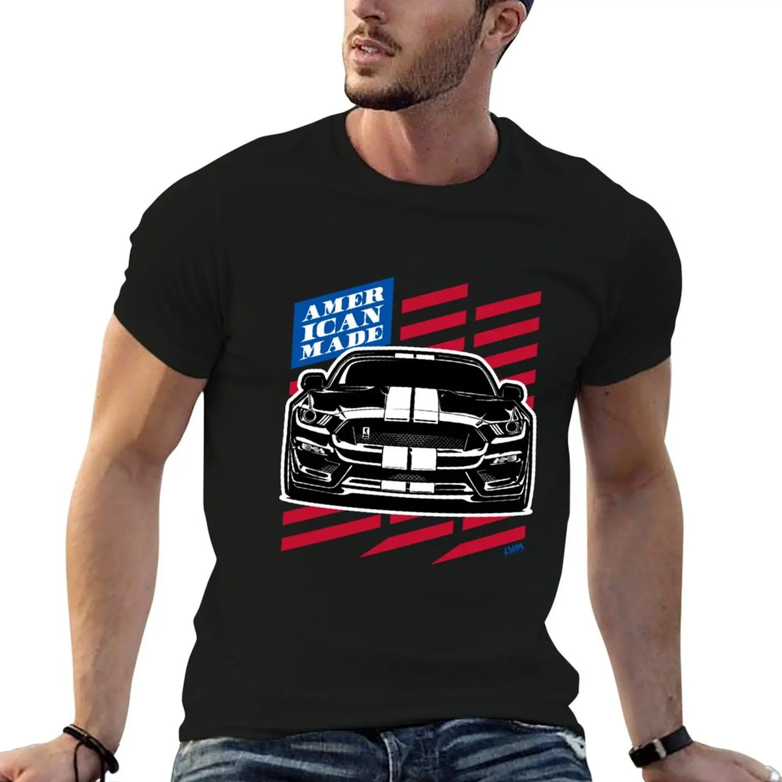 Mustang GT350 American Flag American Made T-Shirt new edition boys animal print oversized black t-shirts for men